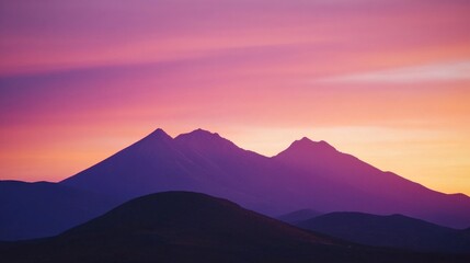 Poster - Colorful sunset over mountain range