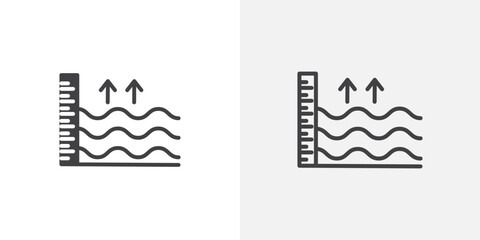 Poster - Sea level icon in black filled and outlined style