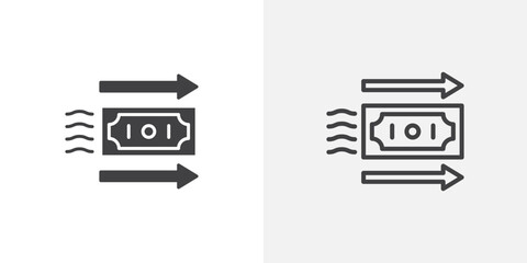 Poster - Send money icon in black filled and outlined style