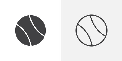 Poster - Tennis ball icon in black filled and outlined style