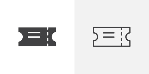 Fototapete - Ticket icon in black filled and outlined style