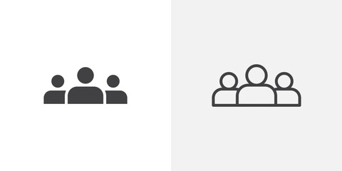 Poster - Users icon in black filled and outlined style