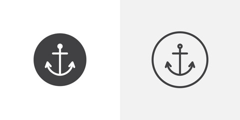 Poster - Anchor icon in black filled and outlined style