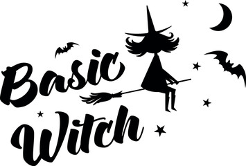 Basic witch. Cartoon witch illustration vector.