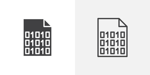 Binary code icon in black filled and outlined style