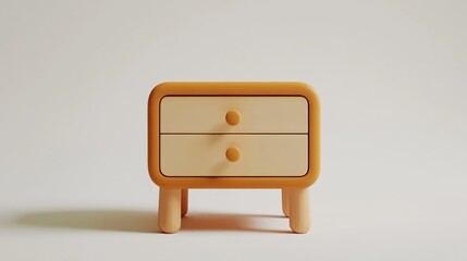 A modern, minimalist nightstand with two drawers, suitable for bedroom storage.