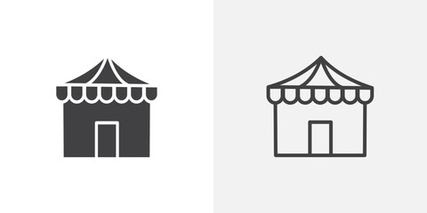 Poster - Circus tent icon in black filled and outlined style