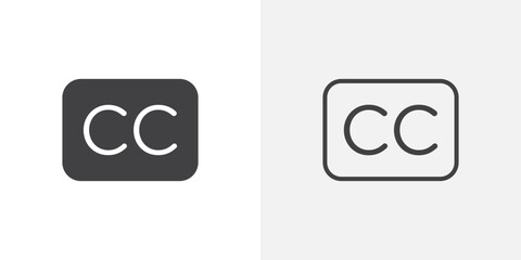 Poster - Closed caption icon in black filled and outlined style
