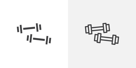 Poster - Dumbbell pair icon in black filled and outlined style