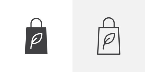 Poster - ECO bag icon in black filled and outlined style