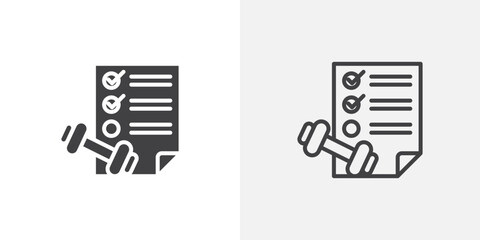 Poster - Fitness plan icon in black filled and outlined style