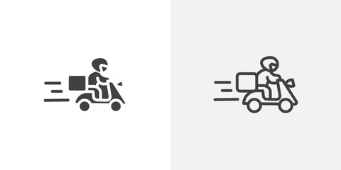 Poster - Food delivery icon in black filled and outlined style