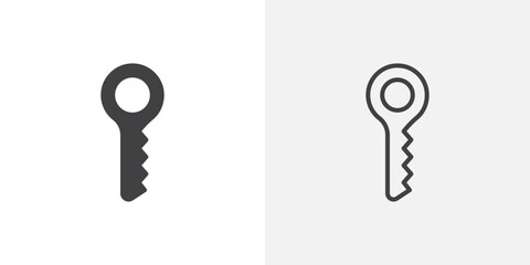 Poster - Key icon in black filled and outlined style