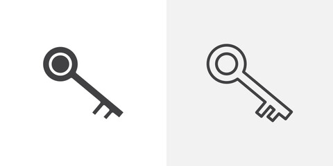 Poster - Key icon in black filled and outlined style