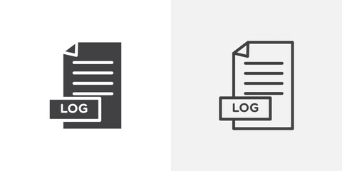 Poster - Log file icon in black filled and outlined style