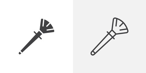 Poster - Makeup brush icon in black filled and outlined style