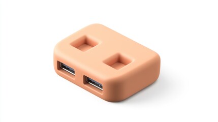 A soft, peach-colored USB hub with two ports for connecting devices.