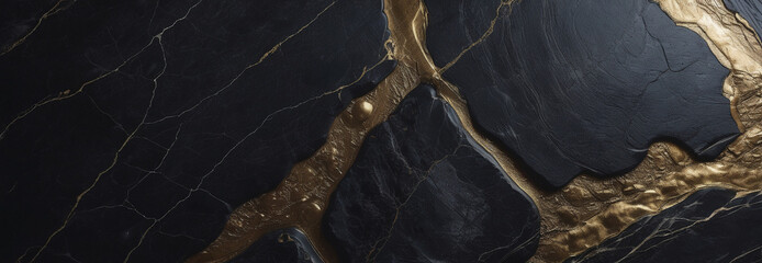 Wall Mural - Abstract Black and Gold Marble