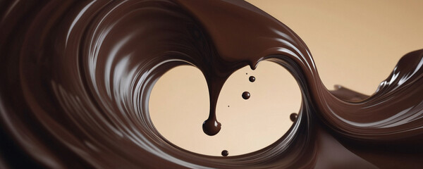 Wall Mural - Chocolate Swirl with Droplets Banner Panorama Background