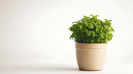 Poster - Potted Herb Plant on White Background