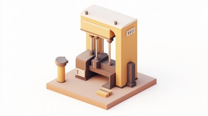 Poster - A stylized industrial machine used for manufacturing processes.