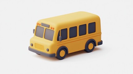 Wall Mural - A stylized yellow school bus, designed for playful representation.