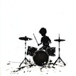 © Borasca - Silhouette of young drummer playing energetic music on drum set