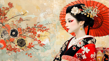 Sticker - Beautiful women in kimono