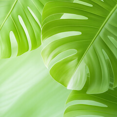 Wall Mural - Lush green monstera leaves in bright natural light