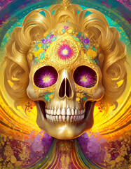 Wall Mural - psychedelic human skull