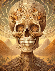 Wall Mural - psychedelic human skull