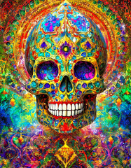 Wall Mural - psychedelic human skull