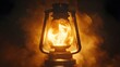 © Bijali - Detailed 3D rendering of a lit kerosene lamp in darkness picture