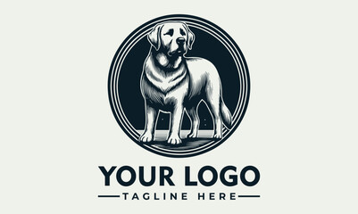 Sticker - Labrador Retriever logo standing with a calm expression illustration vector