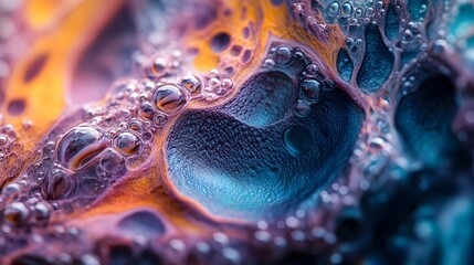 Wall Mural - Abstract Macro Photography of Bubbles and Swirling Colors