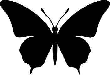 Butterfly silhouette. butterflies romantic tattoo, tropical insects stencil. Summer and spring exotic symbol isolated vector . Elegant wild flying moth of various shapes