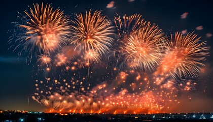 Wall Mural - fireworks over the river