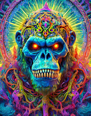 Sticker - Psychedelic gorilla skull