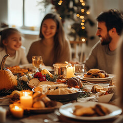 family celebrating Thanksgiving dinner