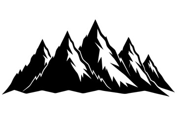 Poster - Mountain silhouette vector, Mountains ranges, Black and white mountain icon