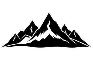 Poster - Mountain silhouette vector, Mountains ranges, Black and white mountain icon