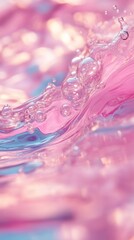 Wall Mural - Pink liquid with bubbles, abstract background