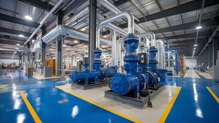 Industrial Facility with Large Pumps and Piping System