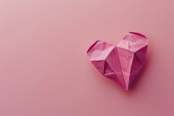 Wall Mural - A heart made of paper is on a pink background, generative ai image