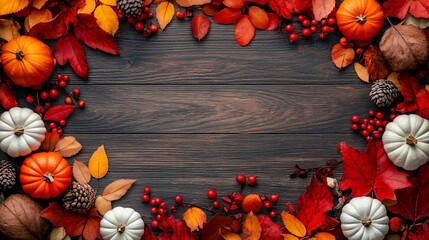 Wall Mural - frame of festive thanksgiving background