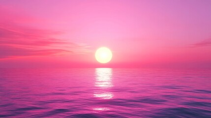 Sticker - Pink Sunset Over a Calm Ocean