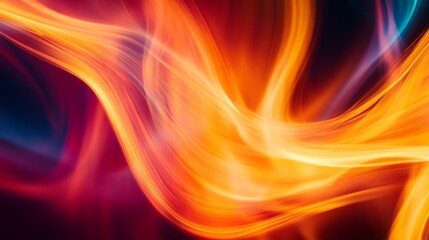 Wall Mural - Dynamic swirl of orange and red light creates a vibrant abstract background. This image showcases fluid lines and colors. Perfect for creative projects and designs. AI