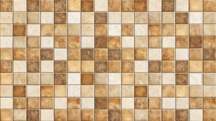 Wall Mural - Beige rustic mosaic tiles seamless pattern with square beige and brown tiles