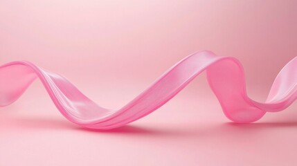 Wall Mural - A Pink Fabric Ribbon Waving in a Gentle Curve