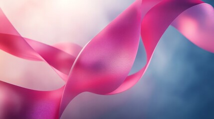 Wall Mural - Abstract Pink Ribbon Curving Through a Blue and Pink Background